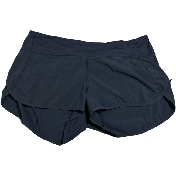 Lululemon Women's Black Running Athletic Shorts Size 8 Back Zip Pocket Speed Up - Picture 1 of 5